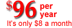 $96 per year. It's only $8 a month.